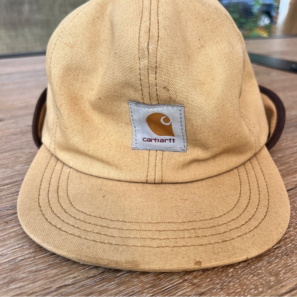 Vintage Carhartt Thermal Hat Made USA Ear Flap Canvas - Picture 10 of 10